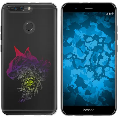 Produktbild von PhoneNatic Case kompatibel mit Huawei Honor 8 Pro Silikon-Hülle Floral Katze M2-5