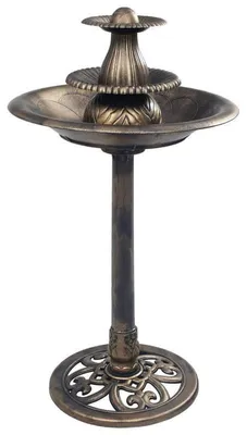 Immagine prodotto di Bagno per uccelli, resistente agli agenti atmosferici, in plastica, di grandi dimensioni (50x91 cm). Abbeveratoio per uccelli con dettagli in bronzo