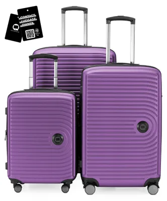 Immagine prodotto di Hauptstadtkoffer MITTE - Set di valigie 3 misure + etichetta digitale per bagagli, trolley da viaggio con espansione XL Set di valigie Bagaglio da stiva, melanzana