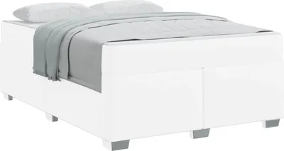 Image de Cadre de lit avec matelas Blanc 140 x 200 cm tissu