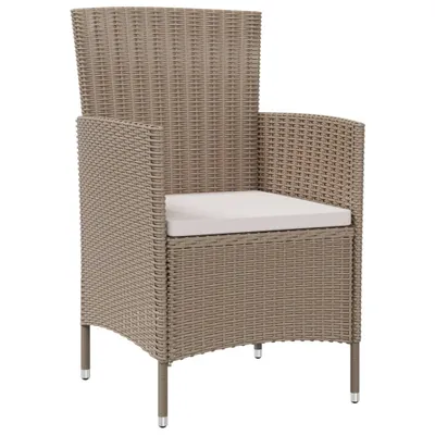 Image de vidaXL Chaises de jardin avec coussins 2 pcs. Poly rotin beige