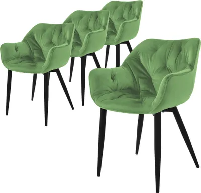 Produktbild von ML-Design 4er Set Esszimmerstuhl mit Rückenlehne, Salbei, aus Samt