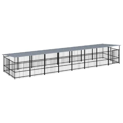 Zdjęcie produktu dla Kojec dla psa z zadaszeniem, stalowy, 15,02 m²