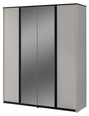 Produktbild von Grauer Schlafzimmerschrank Designer Spiegelschrank Holz Kleiderschrank