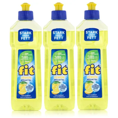 Produktbild von fit Spülmittel Lemon 500ml - Hohe Spülkraft auch im Kaltwasser (3er Pack)
