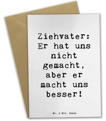 Produktbild von Mr. & Mrs. Panda Glückwunschkarte Spruch Ziehvater Liebe - Weiß - Geschenk, einladungskarten, Adoptivvater, Eltern, Familienleben, Stiefvater, Grußkarte, osterkarten