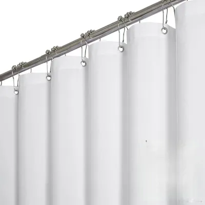 Productafbeelding van Douchegordijn van textiel, 180 x 220 cm, extra lang, linnenstructuur, schimmelwerend, waterdicht, met 12 plastic haken, wasbaar, decoratief polyester douchegordijn voor de badkamer, wit