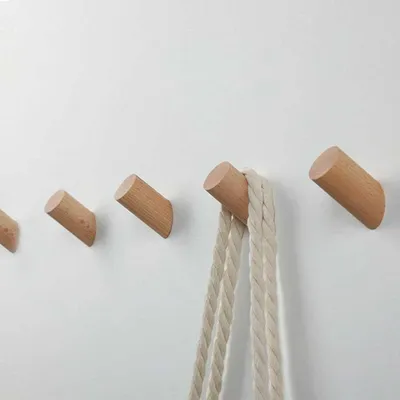 Holz-Haken Set 4er-Pack, Wandmontage, 3x8 cm, natur