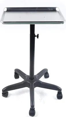 Zdjęcie produktu dla Taca ze stopu aluminium Salon Spa Beauty Tattoo Metalowa taca serwisowa na kółkach Stojak na tacę do salonu Wózek serwisowy Stacja na tacę Srebrny