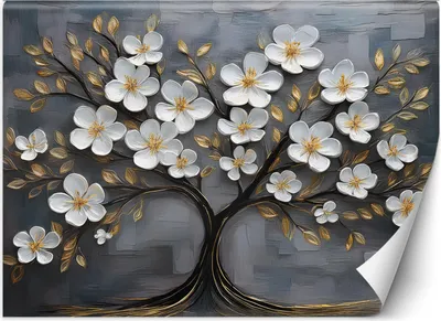 Produktbild von Vlies fototapete Baum Blumen Abstrakt 450x315 cm Feeby Grau inkl. Kleber einfache Montage