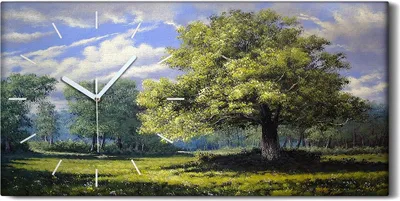Produktbild von Küchenuhr Bürouhr Leinwand Uhr Geräuschlos 60x30 Gemälde Landschaft Bäume Kunst - weiße Hände