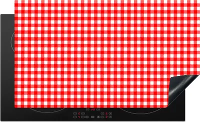 Produktbild von KitchenYeah© Herdabdeckplatte Rot - Rustikal - Muster , 89x51cm, Küche Deko, Glaskeramikkochfeld Herdabdeckung, Abdeckplatte fùr Kochfeld