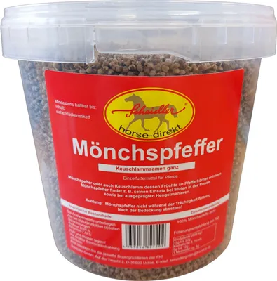 Produktbild von Mönchspfeffer für Pferde, Ponys 1100g Eimer ganzer Samen (Keuschlammsamen)