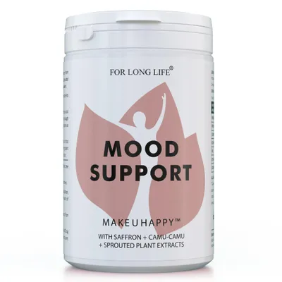 Produktbild von MAKE U HAPPY Nahrungsergänzungspulver mit Camu-Camu, Safran, gekeimtem Quinoa, Kakao und Gewürzen