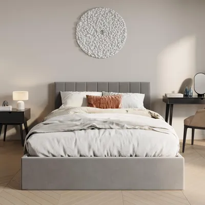 Image de Lit rembourré 160x200 cm avec espace de rangement et sommier à lattes Lit double avec sommier hydraulique Lit rembourré Lit de rangement Cadre de lit stable | 200x160 cm velours gris clair