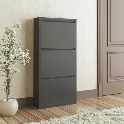 Immagine prodotto di Dmora Scarpiera Alexa 15x50x104h cm Nero, 6 Paia 3 Ante