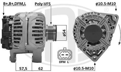 Produktbild von ERA 209672A Lichtmaschine Generator LiMa 120A 14V für OPEL Corsa D Schrägheck (S07) Meriva B (S10)