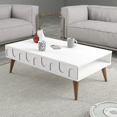 Produktbild von Skye Decor, Lyon 34 - White, Walnut, Couchtisch, Weiß, 100 % MELAMINBESCHICHTETE SPANPLATTEN, 105 x 60 x 34,6 cm