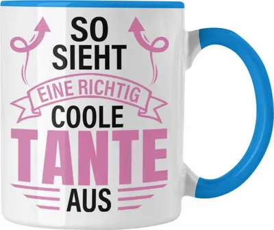 Produktbild von Trendation - Tante Geschenk Tasse Lustig So Sieht Eine Richtig Coole Tante Aus Geschenkidee Spruch (Blau)