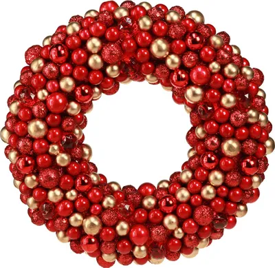 Produktbild von Adventskranz Rot Gold Kugelkranz Weihnachtsdeko Ø33cm