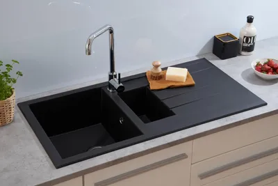 Produktbild von Küchenspüle Einbauspüle Spüle Granit Mineralite 100x50 Schwarz Respekta Houston