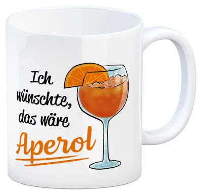 Produktbild von Cocktail Kaffeebecher mit Spruch Ich wünschte das wäre Aperol