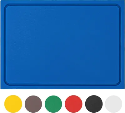 Produktbild von Robustes Schneidebrett aus Kunststoff | Blau, 35 x 25 x 2 cm | Spülmaschinenfest, extra dick, messerschonend | In verschiedenen Farben und Größen erhältlich | HACCP-es Fischschneidebrett | Schneidebrett mit Saftrille