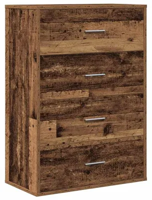 Image de Commode avec 4 tiroirs, finition imitation bois vieilli