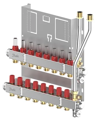 Productafbeelding van Danfoss verdeelstuk voor verwarmingscircuits, type SG, voor 8 verwarmingscircuits, geschikt voor EvoFlat / EvoFlat 4.0, 1 stuk.