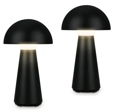 Produktbild von 2er Set LED Akku-Tischleuchte Tischlampe für innen außen Garten USB IP44 schwarz