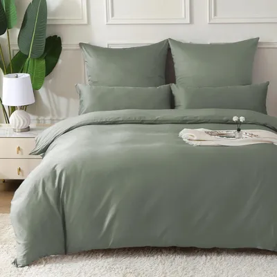 Produktbild von Bettwäsche-Set 220x240 cm Baumwolle Satin Grau 3-teilig 2x 80x80 cm