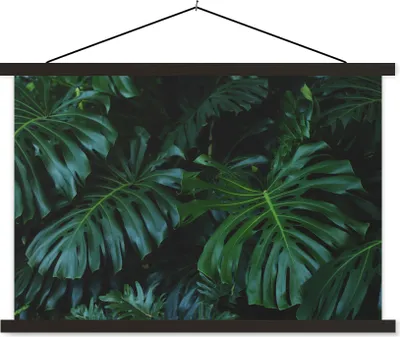 Produktbild von MuchoWow® Textilposter Dschungel - Laub - Grün 90x60 cm mit schwarzem Rahmen - Aufhängungssatz