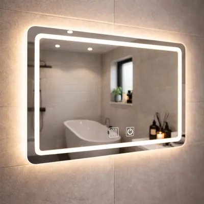 Produktbild von Badezimmerspiegel mit LED-Beleuchtung, 40 cm x 60 cm