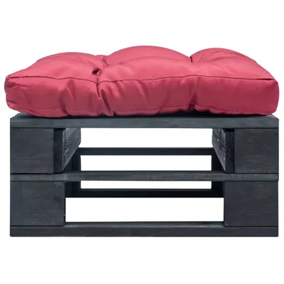 Image de vidaXL Pouf de jardin en palettes avec coussin, rouge et noir