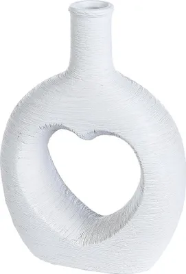 Produktbild von Gilde Vase, Flasche, "Love", Herzmotiv, Keramik, weiß, VE 2, L. 7 cm, B. 16 cm, H. 22.5 cm 34033 4063387340332