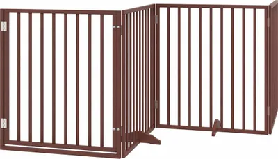 Obrázek produktu pro vidaXL Ohrada pro psy s dvířky Skládací 4 panely Hnědá 320 cm Topolové dřevo