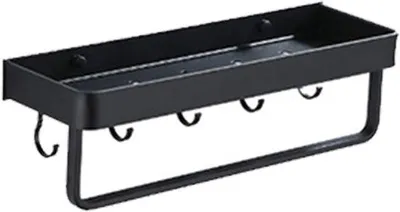 Obrázek produktu pro Hliníková nástěnná lišta, 40 cm, černá, s háčky