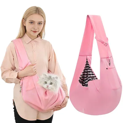 Image de Sac pour chien rose, sac de transport pour petits chiens et chats, léger, idéal pour les promenades