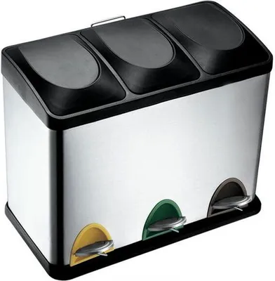 Immagine prodotto di Cestino in acciaio inox Toro con coperchio in plastica per rifiuti differenziati, 45l