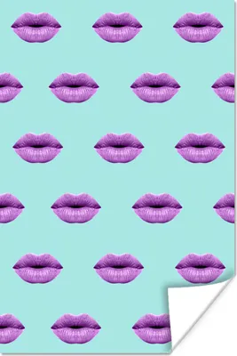 Produktbild von MuchoWow® Poster Lippen - Lila - Muster 80x120 cm - Papierdruck