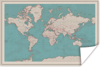 Produktbild von MuchoWow® Poster Weltkarte - Vintage - Atlas - Kinder - Jungen - Mädchen 120x80 cm - Bilder