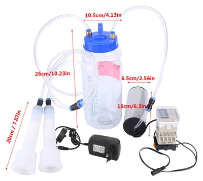 Imagen del producto de Máquina de ordeño eléctrica portátil de 2L con control de pulsación, para vacas y ovejas