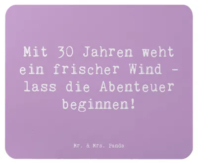 Produktbild von Mr. & Mrs. Panda Mauspad Spruch 30. Geburtstag Abenteuer - Lavendeltraum - Geschenk, pc, mausunterlage, Geburtstagsgeschenk, Alter, dreißig werden, Erinnerungen schaffen