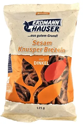 Obrázek produktu pro Dinkel Knusper Brezel - mit Sesam 125g