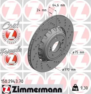 Produktbild von ZIMMERMANN Bremsscheibe Hinten Rechts für BMW 3 Limousine (F30, F80) 370mm 150.2943.70