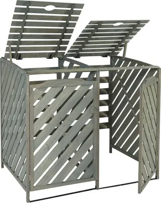 Immagine prodotto di Contenitore per rifiuti XL a 2 posti/4 posti HWC-J44, contenitore per rifiuti, espandibile 121x133x98cm legno  MVG ~ grigio
