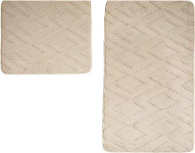 Obrázok produktu pre Súprava do kúpeľne Elegance s diamantovou žakárovou štruktúrou – 2-dielna súprava kúpeľňových predložiek hnedá