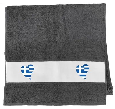 Produktbild von Huuraa Handtuch Griechenland Flagge Herz 50x100cm Graphite Baumwolle Handtuch Geschenkidee