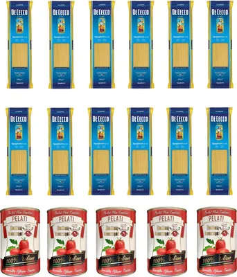 Produktbild von 10x Pasta De Cecco 100% Italienisch Spaghetti n. 12 Nudeln 500g + Italian Gourmet 100% italienische geschälte Tomaten dosen 5x 400g