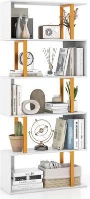 Produktbild von GOPLUS Bücherregal, S-förmiges Regal mit mit 5 Ebenen, Standregal Büroregal Stufenregal 70x24x157cm bis zu 100kg